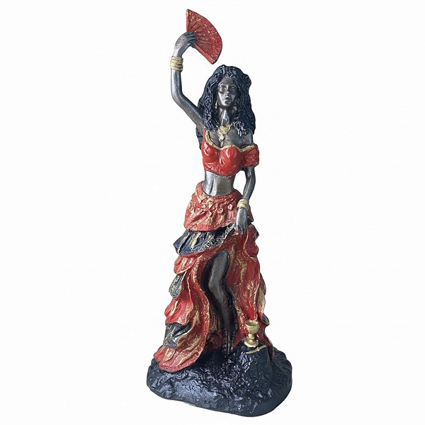 Estátua Resina Orixás - Cigana 7 Saias Vermelha com 25cm