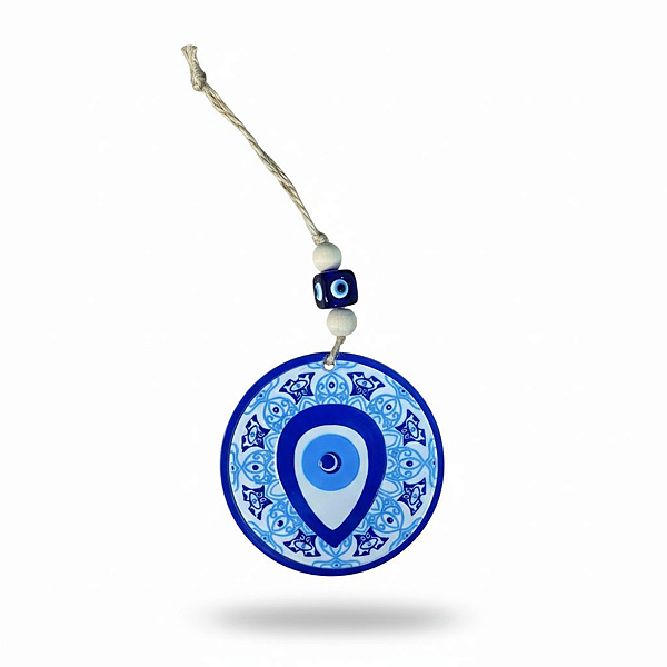 Enfeite de Proteção Olho Grego em Resina Alto-Relevo com 7cm Modelo F