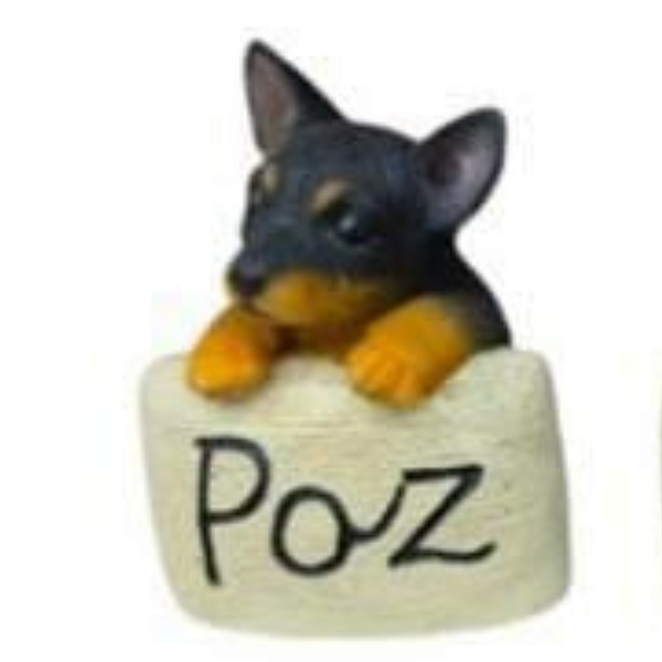 Enfeite Resina Cachorro Palavra Paz com 11cm