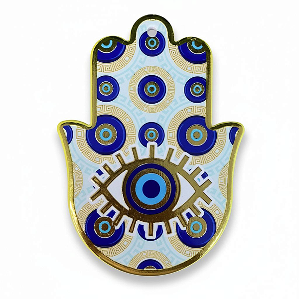 Enfeite de Parede Proteção Mão Hansá e Olho Grego Porcelana 10