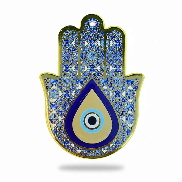 Enfeite de Parede Proteção Mão Hansá e Olho Grego Porcelana 02