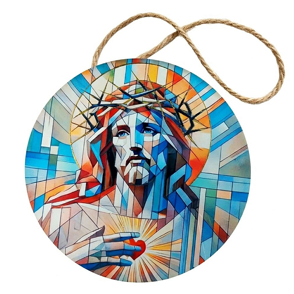 Enfeite de Parede Jesus Cristo Vitral - Colorido Modelo D