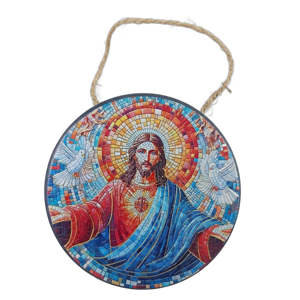 Enfeite de Parede Jesus Cristo Vitral - Colorido Modelo A