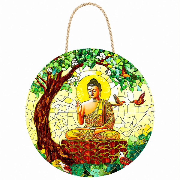 Enfeite de Parede Buda Vitral - Amarelado
