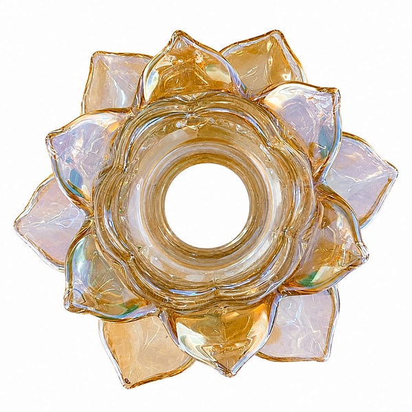 Castiçal Flor de Vidro Âmbar