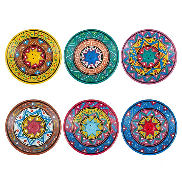 Incensário Peruano Mandala com 3 furos para 3 incensos 13cm - Modelos Variados