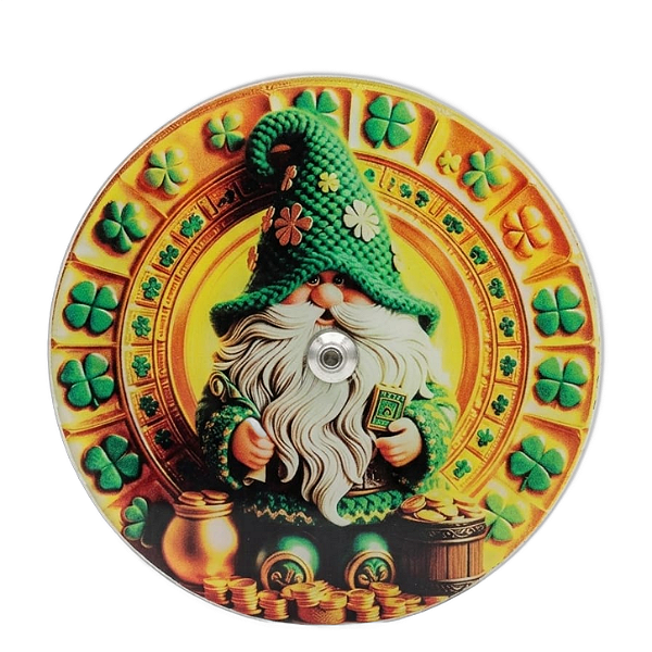 Incesário de Vidro Redondo Gnomo da Prosperidade (Amarelo e Verde)