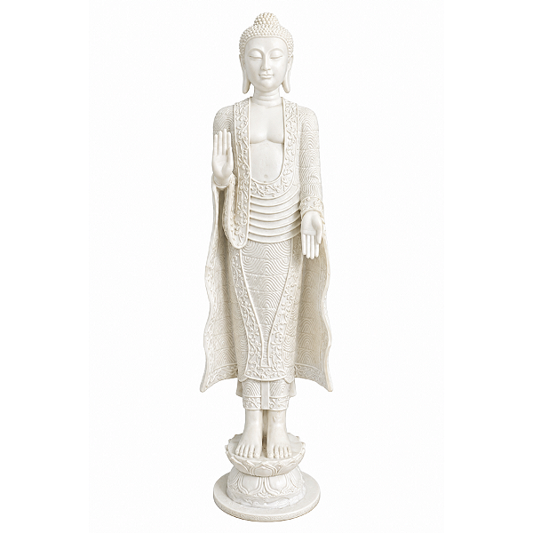 Estátua Buda Em Pé Proteção - Marmorite 48cm