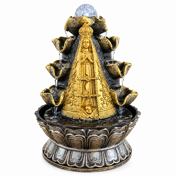 Fonte de Água Resina Nossa Senhora Aparecida Dourada M - 36199