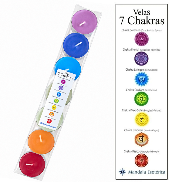 Vela Aromática Rechaud 7 Chakras 7 Unidades 15g Cada Mandala Esotérica