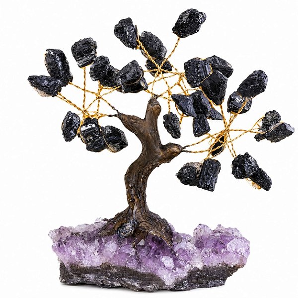 Árvore Pedra Turmalina Negra 7 Galhos 15 cm