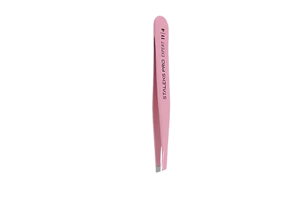 Pinça de Sobrancelha Staleks Rosa Chanfrada