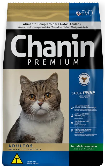 Ração Seca Chanin Premium Gato Adulto Sabor Peixe