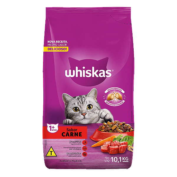 Ração para Gatos Adultos whiskas carne