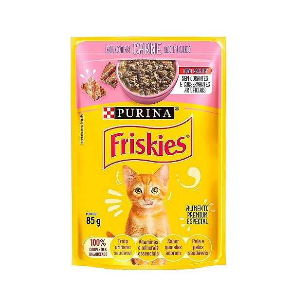 Sachê FRISKIES  para Gatos Filhotes  Sabor: Carne ao Molho 85G