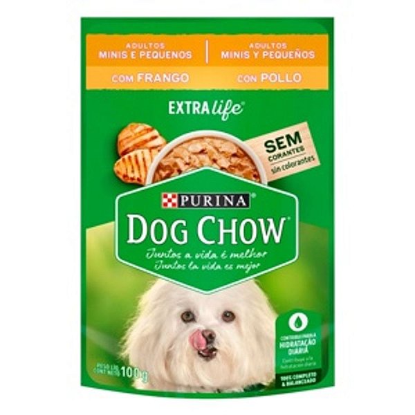 Sachê Dog Chow Extra Life para Cães Adultos Minis e Pequenos Sabor: Frango 100g