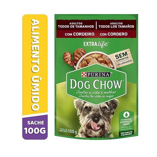 Sachê Dog Chow Extra Life para Cães Adultos Sabor: Cordeiro 100g