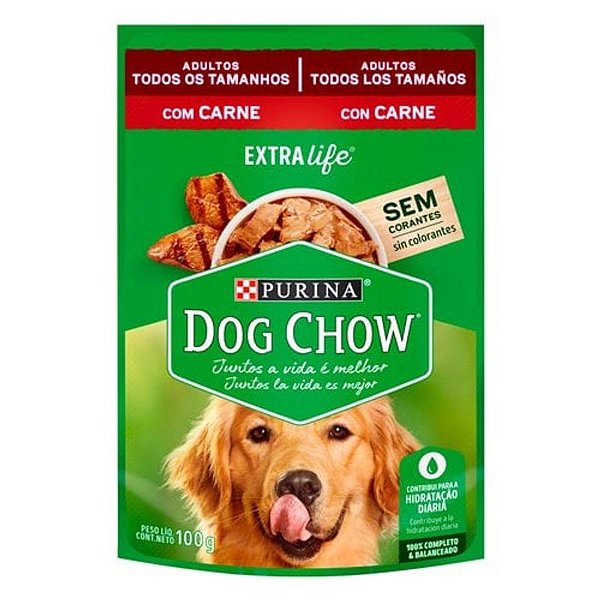 Sachê Dog Chow Extra Life para Cães Adultos Sabor: Carne 100g