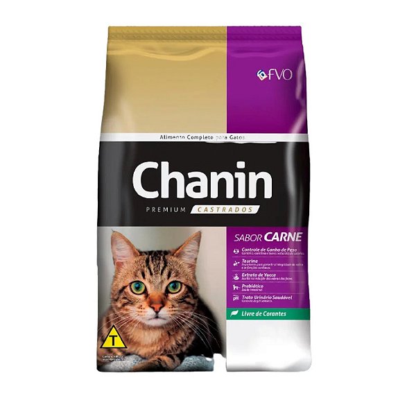 Ração Chanin para Gatos Castrados Sabor: Carne e Frango