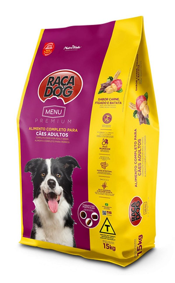 Ração Raça Dog Premium para Cães Adultos Sabor: Carne, Fígado e Batata