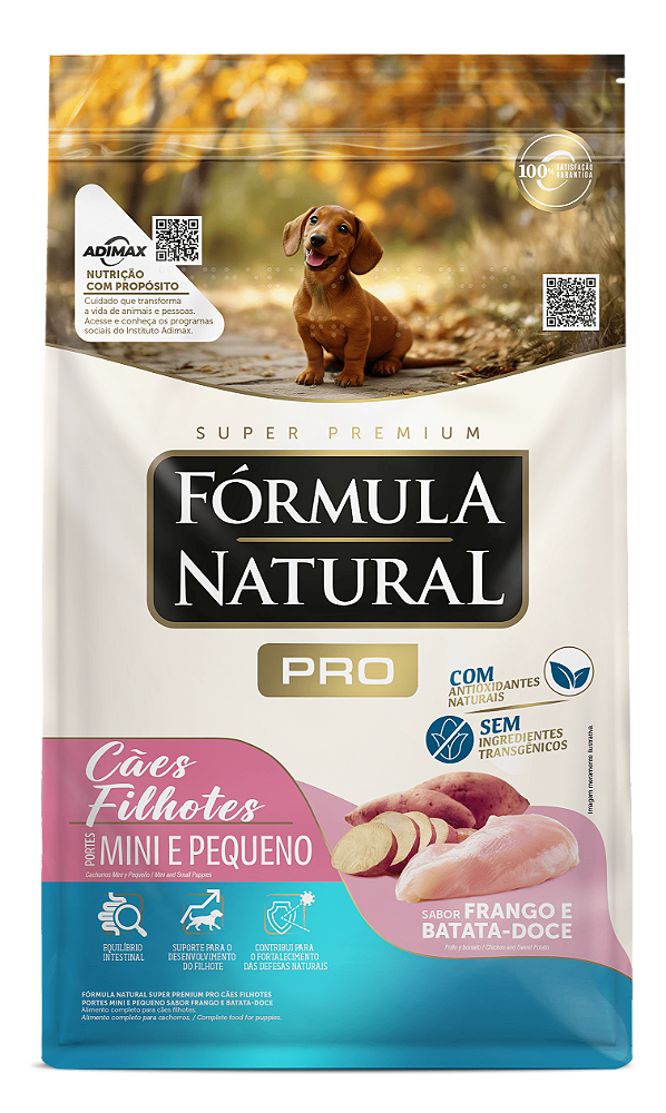 Ração Fórmula Natural Para Cães Filhotes Mini e Pequeno Sabor: Frango e Arroz Integral