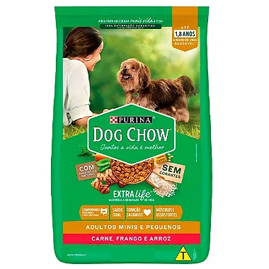 Ração Dog Chow Cães Adultos Minis E Pequenos Sabor: Carne, Frango e Arroz