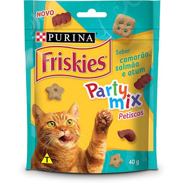 Petiscos Party Mix Friskies Sabor: Camarão, salmão e atum 40g