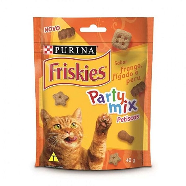 Petiscos Party Mix Friskies Sabor: Frango, fígado e peru 40g