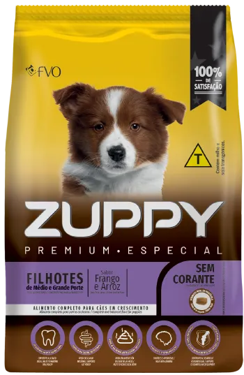 Ração Zuppy Para Cães Filhotes Médio e Porte Grande Sabor: Frango e Arroz