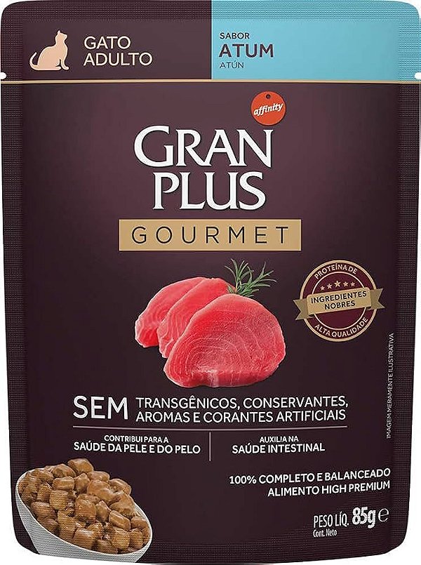 Sachê Gran Plus para Gatos Adultos Gourmet Sabor Atum 85g