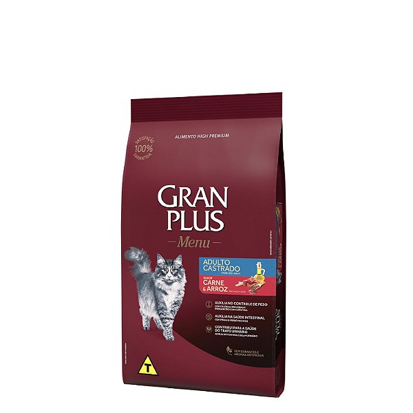 Gran Plus para Gatos Castrados Sabor: Carne e Arroz