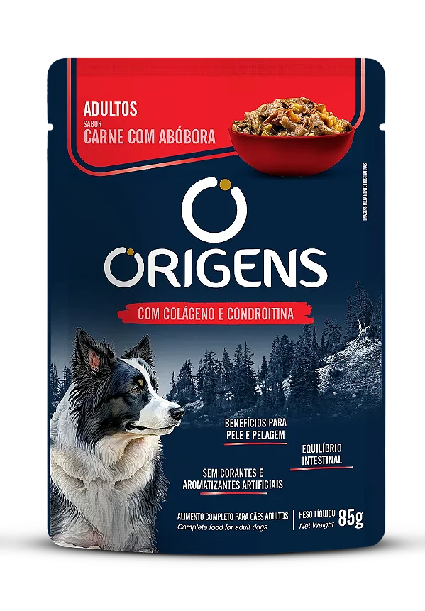 Sachê Origens Cães Adultos Sabor de Carne com Abóbora 85g