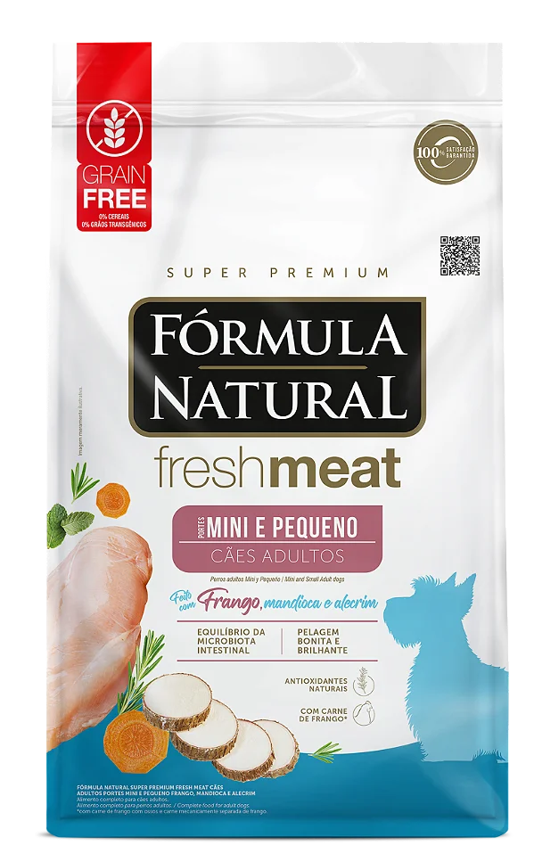 Fórmula Natural FreshMeat cães adultos Mini e pequeno porte Sabor Frango, mandioca e alecrim