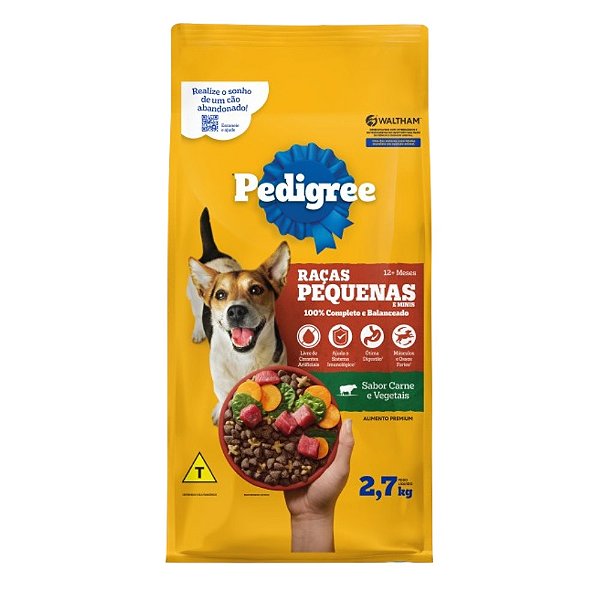 Pedigree adulto raças pequenas e minis 900g sabor carne e vegetais