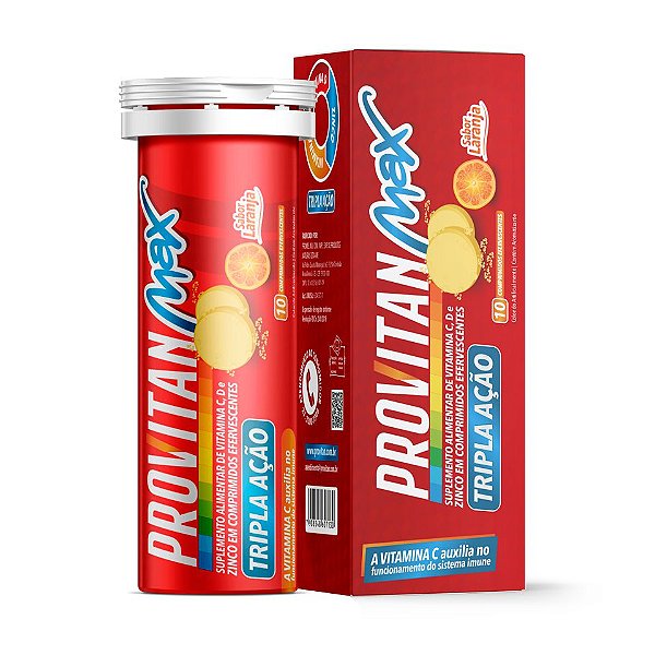 Provitan Max Efervescente Vitamina C + D + Zinco Tubete C/ 10 Tabs