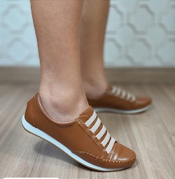 Tênis Mocassim Couro Legítimo