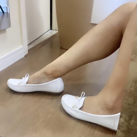 Mocassim em Couro Branco