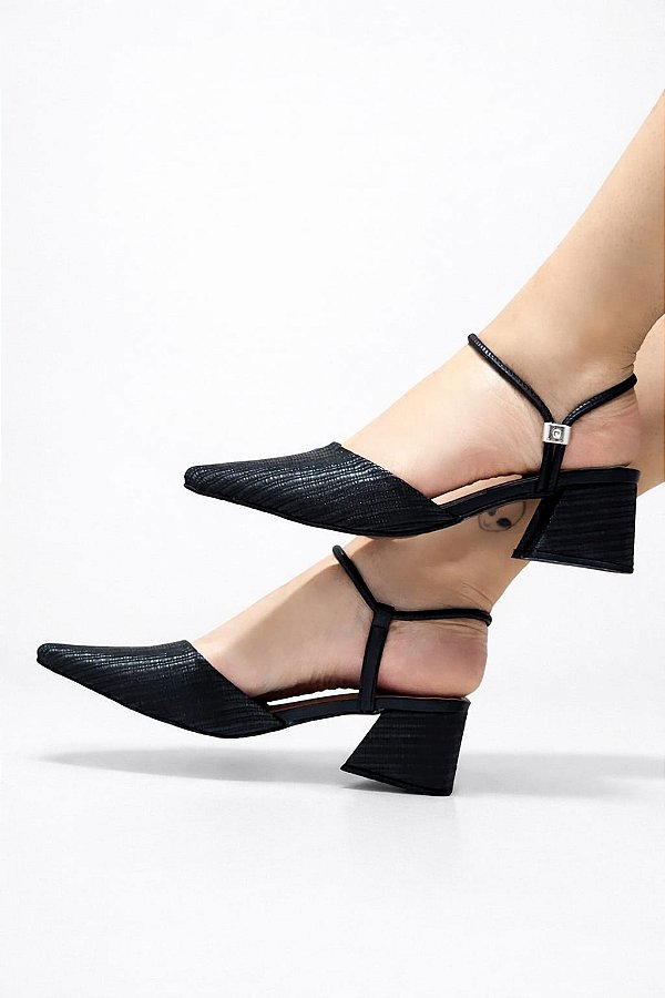 Scarpin Slingback Salto Bloco