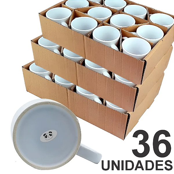 36 Canecas Panda para sublimação Classe AAA