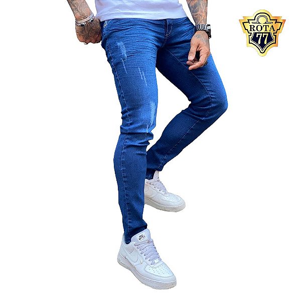 Calça Jeans Masculina Azul Skinny com Lycra - ROTA 77 JEANS