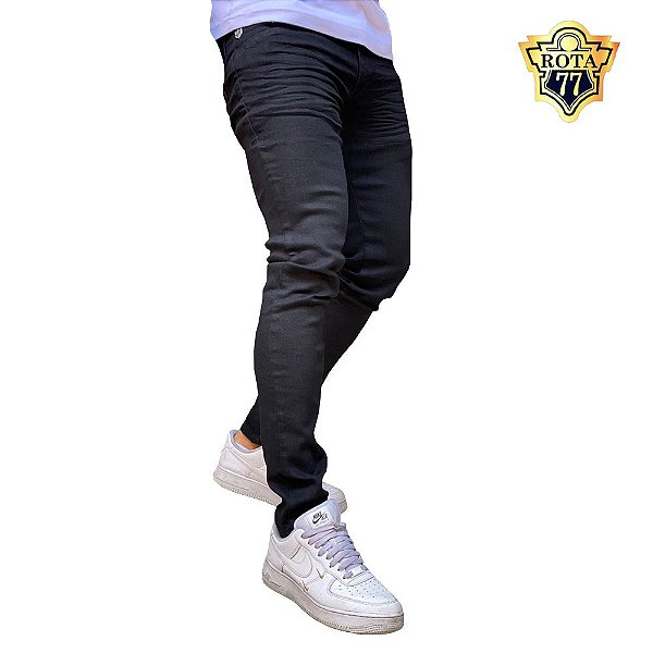 Calça Jeans Masculina Preta Skinny com Lycra - ROTA 77 JEANS