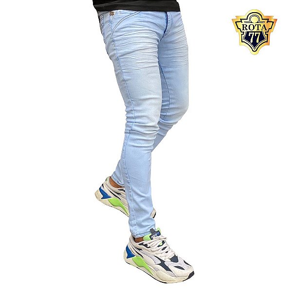 Calça Jeans Masculina Azul Céu Skinny com Lycra - ROTA 77 JEANS