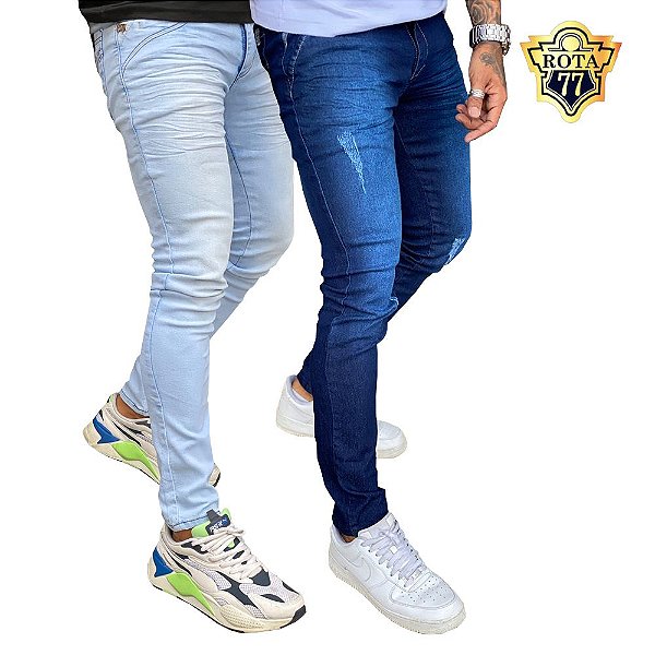 Kit 2 Calça Jeans Masculina Skinny com Lycra (0911) - ROTA 77 JEANS