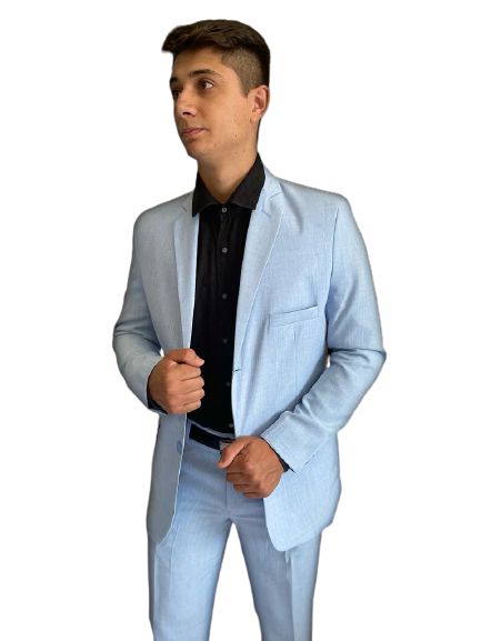 Terno Slim Melange Cor Azul Bebê