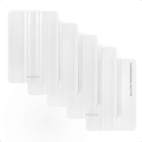 Kit 5 Espatula Silicone Exfak Transparente Envelopamento Aplicação de Adesivos