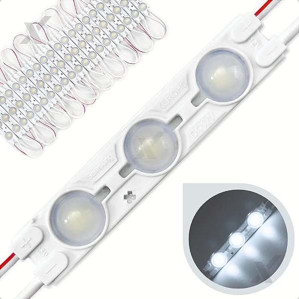 200 Módulo Led 12v Letra Caixa 1,5w Branco 6500k 3 Leds Fachada