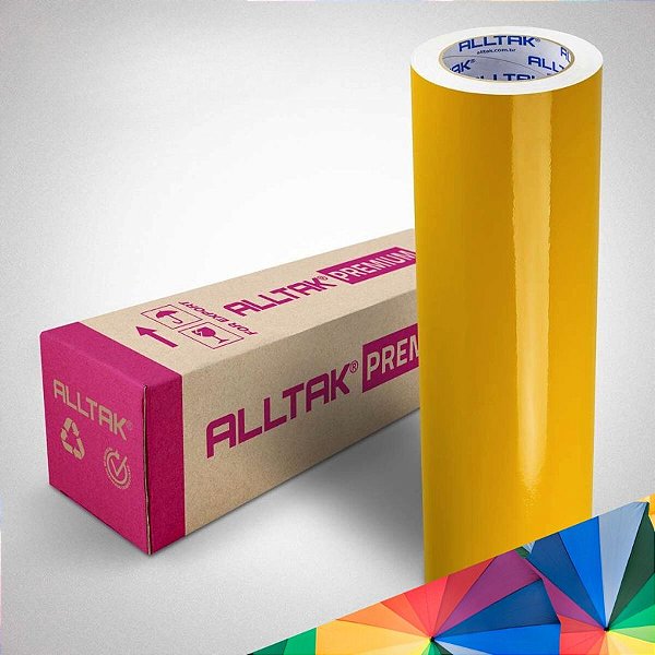 Bobina Vinil Adesivo Rolo Envelopamento Amarelo Médio Alltak Premium 773315
