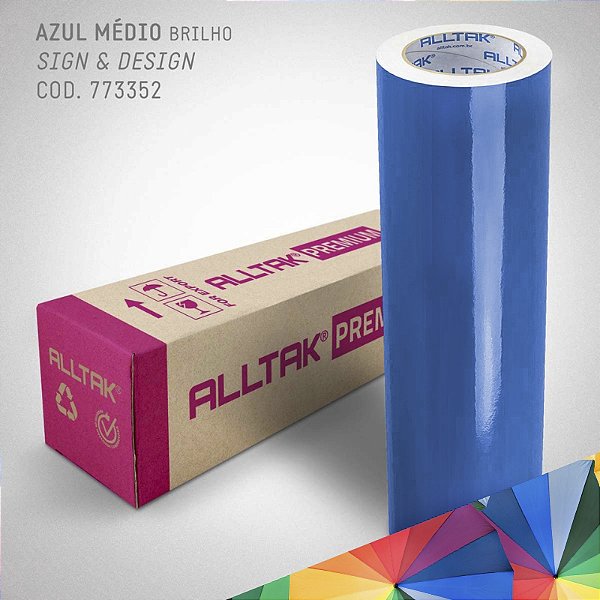 Bobina Vinil Adesivo Rolo Envelopamento Azul Médio Alltak Premium 773352