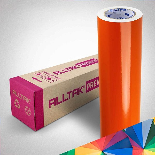Bobina Vinil Adesivo Rolo Envelopamento Laranja Intenso Alltak Premium 773313