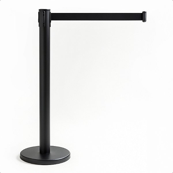 Pedestal Organizador De Filas Preto Fita 2m Retrátil Preto